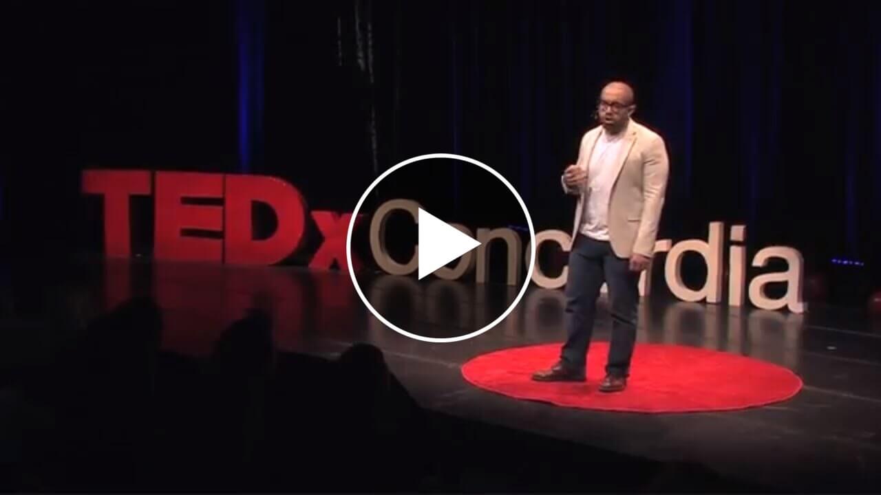 Brad Aeon on the TEDxConcordia stage